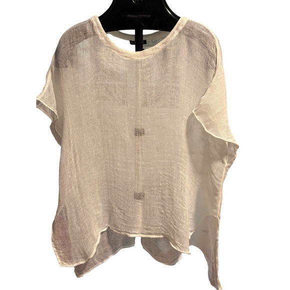 Eileen Fisher Gauze Linen Coverall Boxy Top Swim Fish Net - Oversizd XS - White - Picture 1 of 7
